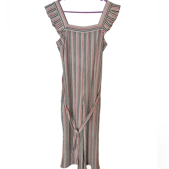 Beautiful Monteau Blue and Pink Striped Romper Jumpsuit w/Flutter Sleeves - Picture 6 of 6